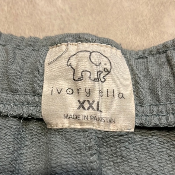 IVORY ELLA 🐘 100% ORGANIC COTTON GREEN ELEPHANT SWEAT PANT SHORTS Women’s XXL/18 - Picture 6 of 11